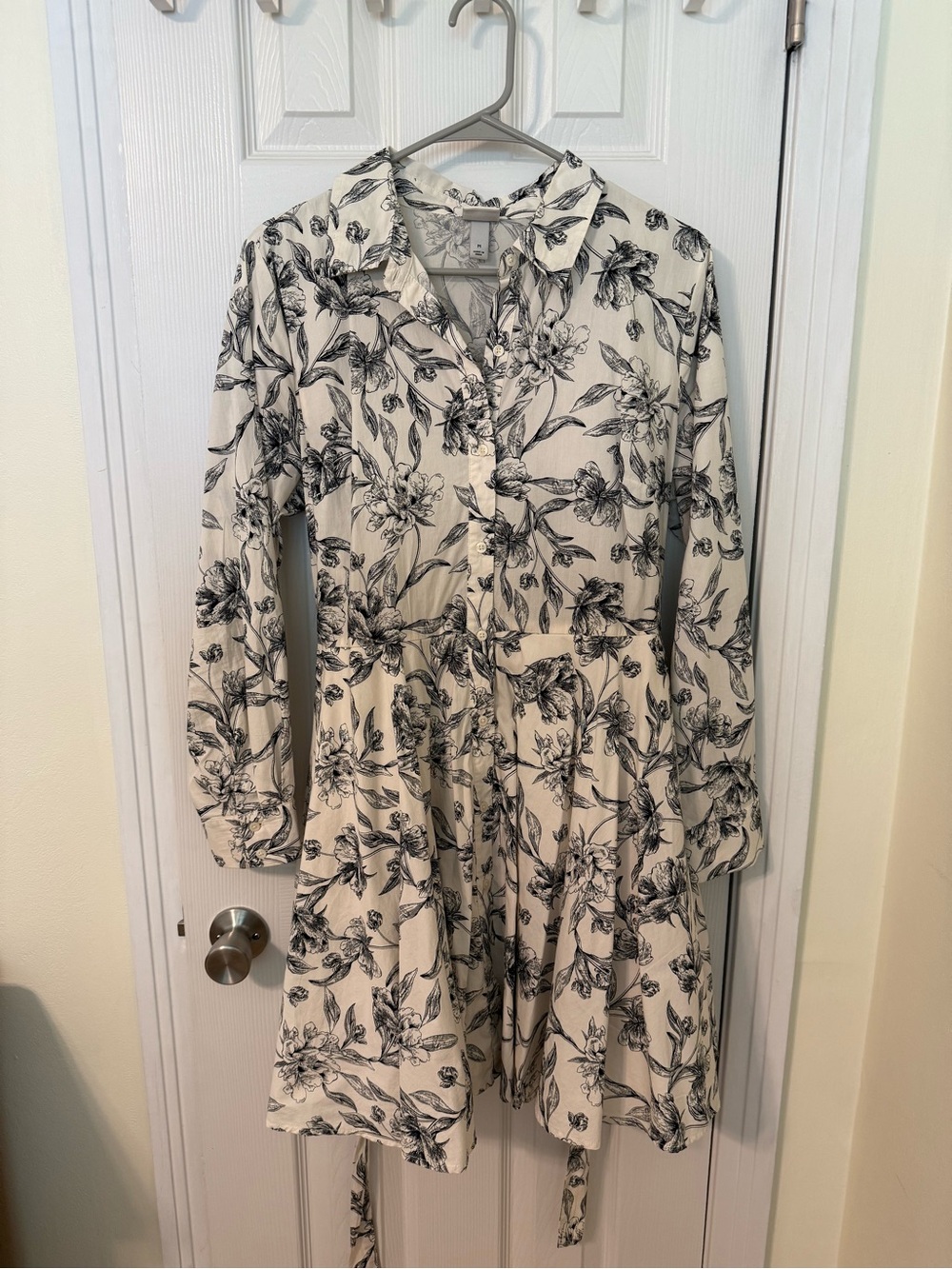 a new day Cream Floral Long Sleeve Button-Front Shirt Dress